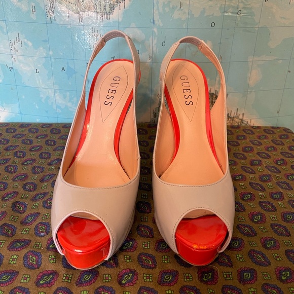 Guess Tan/Orange/Purple Stiletto Heals Size 7 - Picture 3 of 8